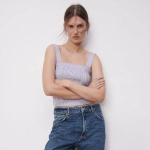 Zara Cable Knit Cropped Top S